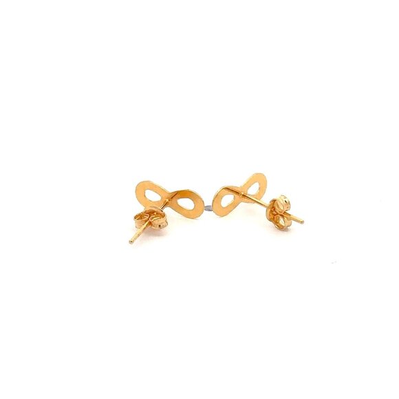 18K Gold Earrings Stud Infinity Very Tiny 0.44 grams - Picture 5 of 9